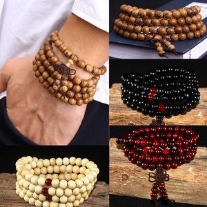NEW Mala 8mm Unisex 108 Bead 20" Elastic Wrap Zen Meditation Bracelet